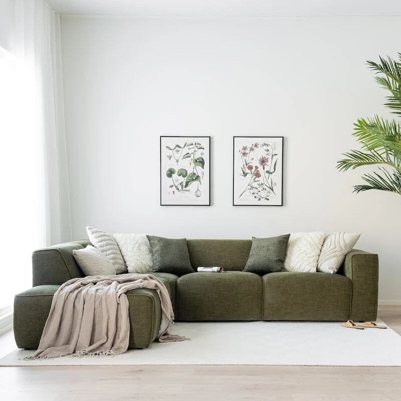 Hali avokulmasohva vihreä